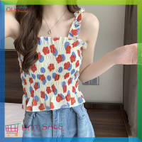 QUNED ฤดูร้อนผู้หญิงเสื้อแฟชั่นเสื้อแจ็คเก็ตแฟชั่นเสื้อเชิ๊ต Slim Crop TOP Sweet Elastic camis