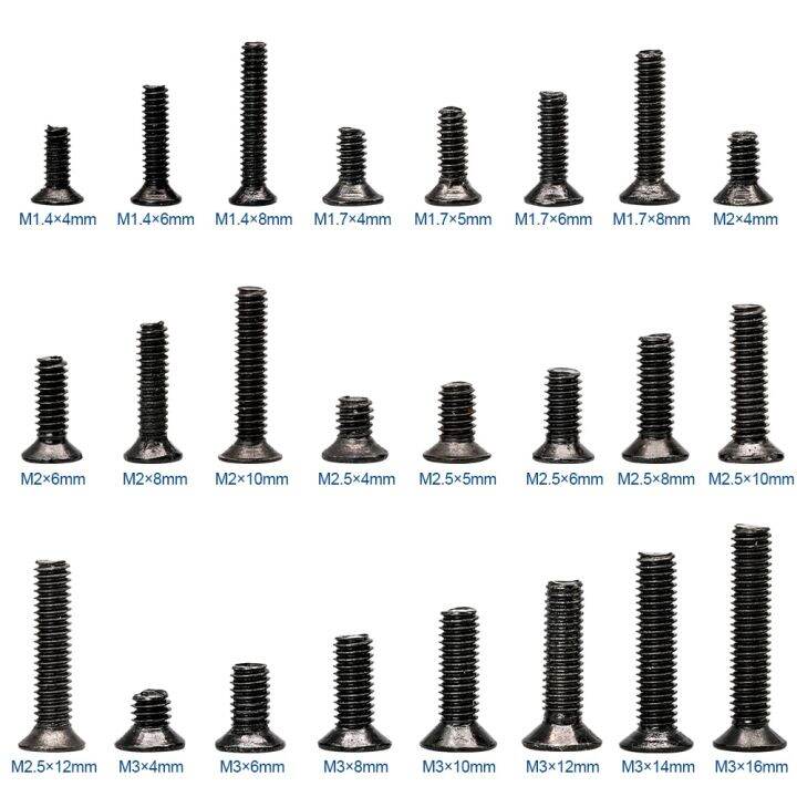 ชุดสกรูขนาดเล็กทั้งหมดของฟิลลิปส์หัวแบนราบ720ชิ้น-m1-4-m2-m2-5ชุดสกรูแล็ปท็อปคอมพิวเตอร์โน๊ตบุ๊คเหล็กกล้าคาร์บอน-m3