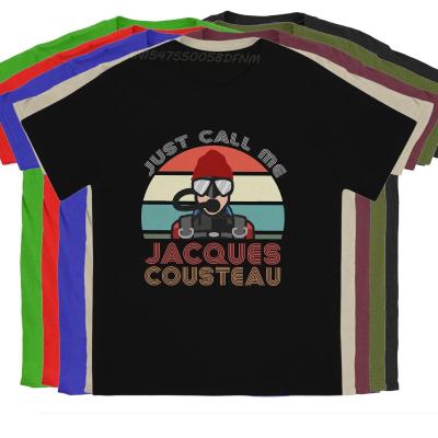 Jacques Cousteau Legend T-shirts for Men Pure Cotton Vintage T-Shirt Promotion Dive Scuba Diving Tee Shirt Fathers Day Gifts
