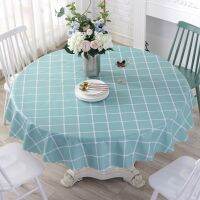 Pastoral PVC Round Tablecloth Plaid Table Cover Christmas Tablecloth Waterproof Dining Kitchen Oil-proof Protector Decoration