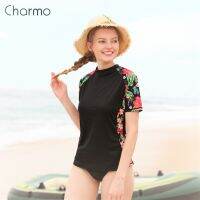 【CW】 Short Sleeve Rashguard Print Quick-drying Shirt Surfing Top Floral Rash Guards UPF50  Hiking Shirts