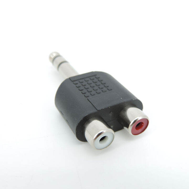 qkkqla-6-35-6-5-mm-male-to-dual-rca-female-audio-and-video-adapter-connection-lotus-three-split-rca-rf-connector-av