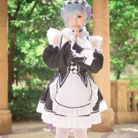 Ready Stock Anime Re:Zero Kara Hajimeru Isekai Seikatsu Twins RamRem Cosplay Maid Dress Headwear