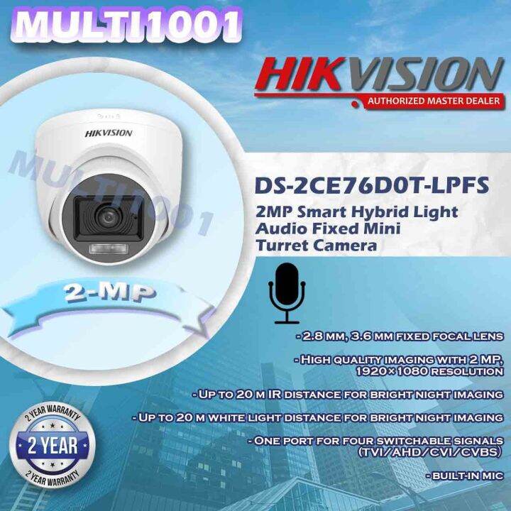 Kamera Cctv Indoor 2mp Audio Colorvu Hikvision Ds 2ce76d0t Lpfs Dual