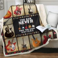 2023 3D colorful guitar Printed Blankets Flannel thicken Blanket Bed Throw Soft Cartoon Bedspread bedding Sofa Gift weighted blanket