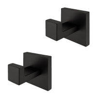 2 pieces SUS 304 Stainless Steel Robe Hook Black Towel Hook Wall Mount Square Towel Robe Coat Hat Door Hanger SM9D