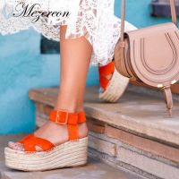 2022 Designer Women’s Wedge Sandals Shoes Woman Platform Heel Sandals Cow Leather Summer Lady Hemp Espadrilles Sandal Size 33-43