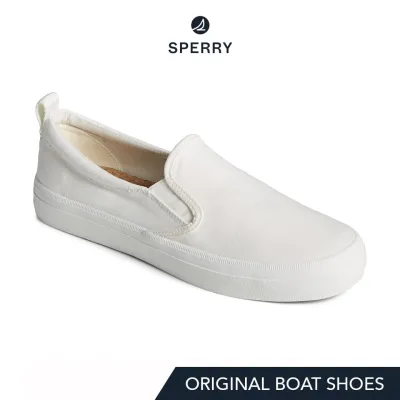 SPERRY CREST TWIN GORE SEACYCLED CANVAS รองเท้าผ้าใบ ผู้หญิง สีขาว ( SNK - STS88145 )