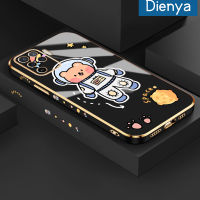 เคส Dienya สำหรับ OPPO A94 4G F19 Pro Reno 5 Lite Reno 5F ลายการ์ตูนหมีพื้นที่ใหม่กรอบพื้นผิวชุบพื้นผิวเคสซิลิกาเจลกันกระแทกเคสมือถือฝาครอบป้องกันเลนส์กล้องถ่ายรูปรวมทุกอย่าง