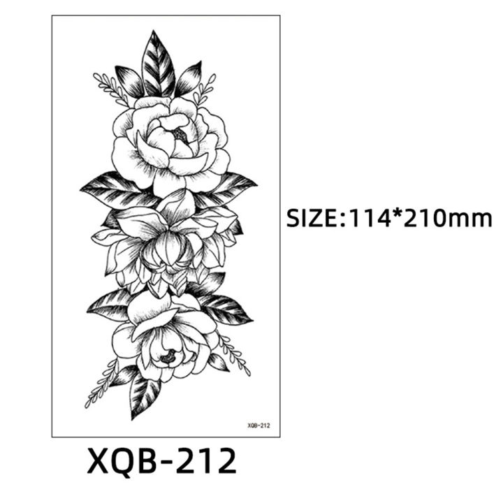 สติกเกอร์รอยสักวัสดุที่ปลอดภัยสำหรับผู้หญิงหญิงสาวศิลปะบนร่างกายใช้งานง่ายสติกเกอร์รอยสักแขนลายดอกไม้