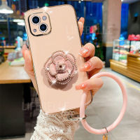 เคส LIFEBELLE สำหรับ iPhone 14 Pro Max 13 Pro 12 11 Pro XR 7 Plus,พร้อมสายรัดข้อมือประดับมุกสวยงาม3D ดอกไม้ขาตั้งหรูหราพรีเมี่ยมซิลิโคนนิ่มเคสมือถือป้องกันเคสมือถือสำหรับเคส iPhone