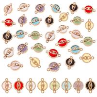 1Box 32Pcs 8 Colors Glass Links Connectors with Light Gold Plated Alloy Findings Flat Round with Eye Mixed Color 4pcs/color