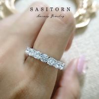 ♥️Sasitorn Jewelry แหวนเพชรแถว 7 เม็ด เพชรเกรดดีที่สุดงานเทียบเพชรแท้​ สวยหรู ใส่ออกงาน​ ใส่สลับเพชรแท้ ให้ของขวัญ​ เงินแท้ชุบทองคำขาว ST089