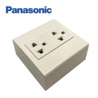 Panasonic ชุดเต้ารับกราวด์คู่พร้อมฝาติดลอย 3x3 ขนาดกะทัดรัด