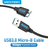 [3C electronic digital]  Vention สายไมโคร B USB 3.0 3A เพื่อ USB สายเคเบิลสายชาร์จเร็วถ่ายโอนข้อมูลสำหรับฮาร์ดไดรฟ์ Samsung Micro B USB สาย3.0