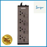 รางปลั๊กไฟ 4 ช่อง 4 สวิตช์ HACO EJ-4S4EB/3-CC 3 เมตร สีช็อกโกPOWER STRIP HACO EJ-4S4EB/3-CC 4-OUTLET 4-SWITCH 3M CHOCO **ขายดีที่สุด**