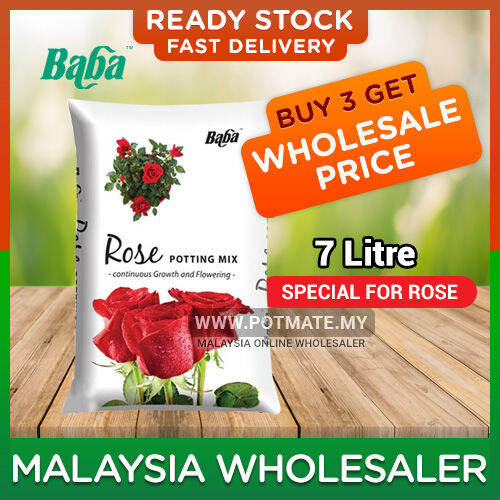 (7L) Baba Rose Potting Mix Soil RPM Freshly Formulated Tanah Organik