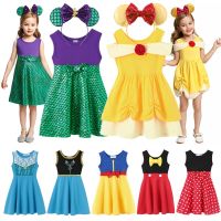 ZZOOI Disney Summer Princess Dress Baby Girls Clothes Kid Frozen Mermaid Snow White Costume Halloween Party Cosplay Belle Elsa Anna