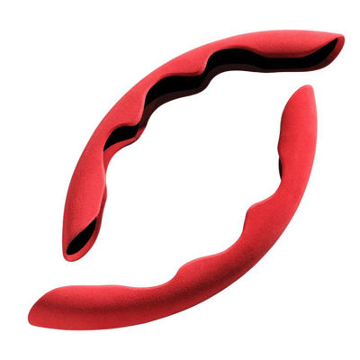 2PCS Universal Car Suede Steering Wheel Cover Handle Anti-Slip Protection Cover for Benz Jeep Dodge Etc