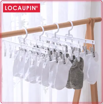 Locaupin Laundry Portable 12 Clips Folding Clothes Hanger Rotating