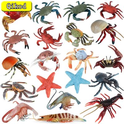 ZZOOI New Simulation Ocean Marine Animals Figurines Crab Starfish Lobster Hermit Crab Shrimp Action Figure Collection Childrens Toys