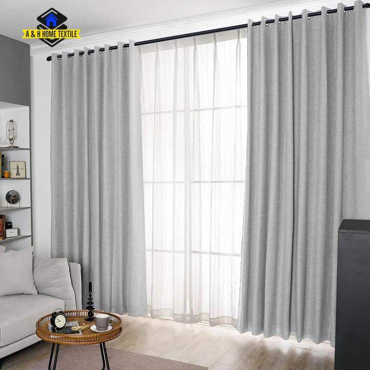 7FT 140*220CM Grey Blackout Window Curtain For Living Room And Bedroom