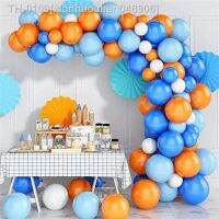 ✙✻ xianhaochen048906 Balão Azul Arch Kit Branco Laranja Balões Decoração Bebê Batismo Chuveiro Aniversário Casamento Decoração de Solteiro 93Pcs