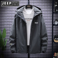 JEEP SPIRIT 1941 ESTD ชายกลางแจ้ง Hooded กันน้ำ Windproof Windbreaker Jacket Jacket Plus ขนาด7XL ฤดูใบไม้ผลิฤดูใบไม้ร่วง Mountain Travel Breathable Windbreaker Jacket