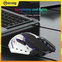 RYRA เมาส์สำหรับเล่นเกมแบบชาร์จไฟได้2.4GWireless Bluetooth Mouse Mute Ergonomic Mouse สำหรับเดสก์ท็อปคอมพิวเตอร์แล็ปท็อป LED Backlit Mice