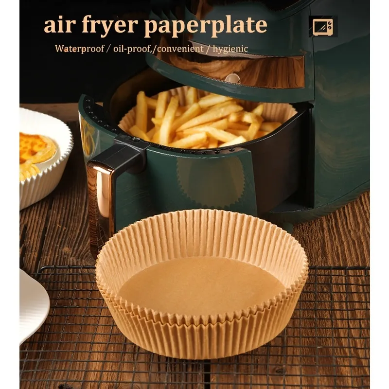 50pcs 24cm Air Fryer Parchment Paper Liners Non-Stick Disposable