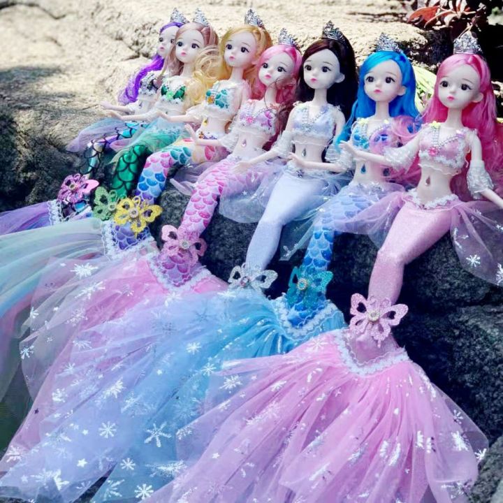 the-little-mermaid-barbiestyle-barbiepink-barbiecore-ชุดบาร์บี้-บาร์บี้-บาบี้-ตุ๊กตาบาร์บี้-ตุ๊กตาน่ารัก-kawaii-แฟชั่น-3d-ตา-เล่นบ้าน-เสื้อผ้าที่ถอดออกได้-3d-ตา-ตุ๊กตานางเงือกแต่งงาน-ตุ๊กตา-bjd-ตุ๊กตา