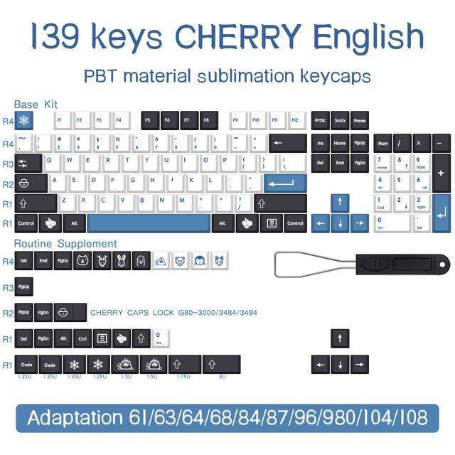 arctic-keycaps-cherry-profile-139keys-pbt-คีย์บอร์ดเชิงกล-61-68-71-84-87-100