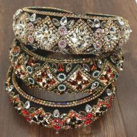 【YF】 Sparkly Luxury Handmade Baroque Full Colorful Crystal Padded Headbands Rhinestones Hairbands For Women Wedding Hair Accessories