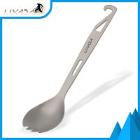 Lixada TITANIUM Spork พร้อมที่เปิดขวดน้ำหนักเบากลางแจ้งอาหารค่ำช้อนส้อมสำหรับการเดินทางแคมป์ปิ้งแบกเป้