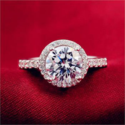 【 Mengxiang readystock 】เงินแท้ 925 รอบเพชร Solitaire แหวนแต่งงานสำหรับผู้หญิงของขวัญแหวนหมั้นงานแต่งงาน-4 กะรัตเพชรแหวนแต่งงานในเงินสเตอร์ลิง