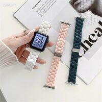 ✇☇ สายเรซิ่นสำหรับ Apple Watch 41mm 45 38 42 44 40mm Macaron เปลี่ยนสายรัดข้อมือ iWatch series 3 4 5 6 se 7 อุปกรณ์เสริม Smartwatch