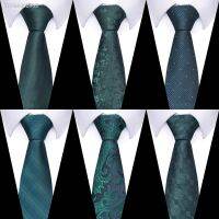 ☑卐 100 Silk Green Tie Wedding Silk Necktie Men High Quality 7.5 cm Gravatas Clothing accessories Ivory Male April Fools Day