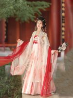 2023 New Fashion version Hanfu womens summer 2023 new Tang system Kozi skirt super fairy red Caoxian ancient costume wide-sleeved flow fairy skirt ancient style