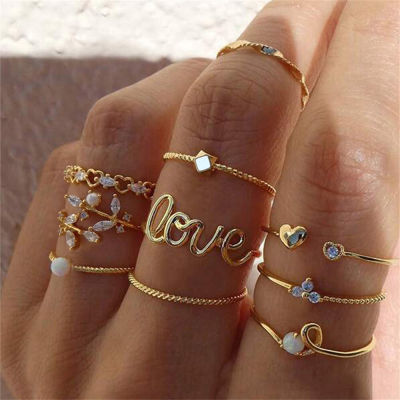 Womens Pearls Ring Lovers Ring Set Zircon And Pearls Ring Set Jewelry Set Heart-shaped Set Crystal Zircon