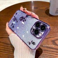 เคสโทรศัพท์ภาพดอกไม้แวววาวนิรันดร์14 13 12 11 Pro Max 7 8 Plus X XR XS โปร่งใส TPU เคสรวมทุกอย่าง