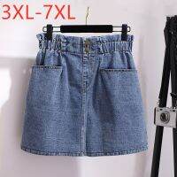 Women Large Plus Size Y2K Denim Skirt Fashion Casual Loose Cotton Mini Skirts Female Kkawaii 3XL4XL 5XL 6XL 7XL Clothing