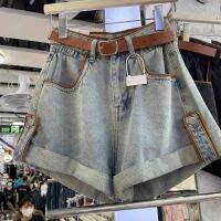 Celana Pendek Denim ขากว้างทรงเอเอวสูงสำหรับผู้หญิงสไตล์เกาหลี Y2k ย้อนยุคสำหรับผู้หญิง