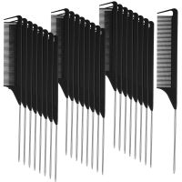 30 Pieces Parting Comb for Hair Rat Tail Comb Steel Pin Rat Tail Carbon Fiber Heat Resistant Teasing Combs