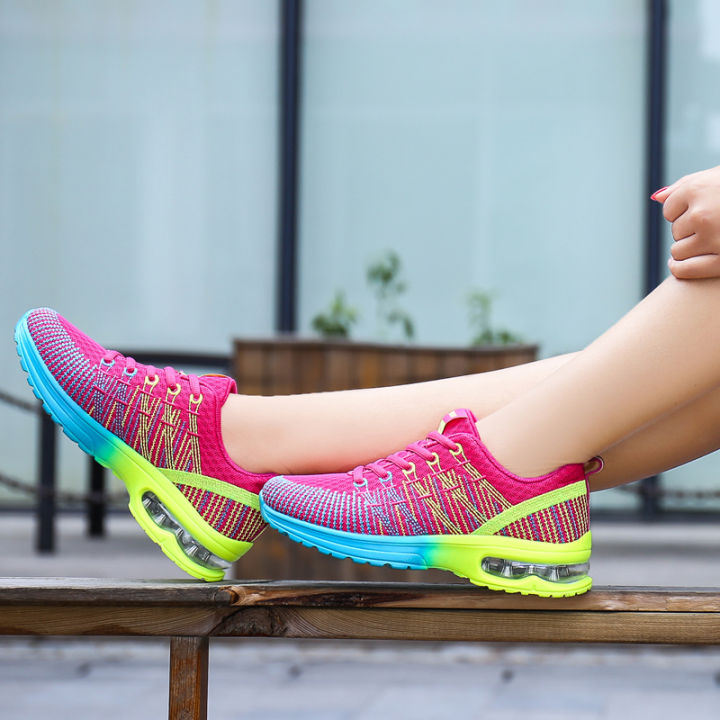 รองเท้าวิ่งกีฬาผู้หญิงกลางแจ้งระบายอากาศสบายรองเท้าน้ำหนักเบารองเท้าผ้าใบตาข่ายกีฬา-35-42