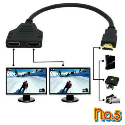 No.5 สาย HDMI สายตัวแยก1ชายคู่ HDMI 2 หญิง Y รางช่องยูเอสบี 0.3 ม