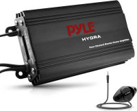 Pyle Hydra Marine Amplifier - Upgraded Elite Series 800 Watt 4 Channel Micro Amplifier - Waterproof, GAIN Level Controls, RCA Stereo Input, 3.5mm Jack, MP3 &amp; Volume Control (PLMRMP3B) Standard Packaging