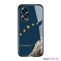 เคสโทรศัพท์พร้อมสำหรับ A58 OPPO หรูหรา4G โรแมนติกดวงดาวมุมถนนกันกระแทกหรูหรามันวาวเคสโทรศัพท์กระจกเทมเปอร์ฝาหลังฝาครอบเปลือกแข็ง