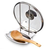 QTCF-Stainless Steel Pan Pot Rack Cover Lid Rest Stand Spoon Holder Home Applicance The Goods For Kitchen Accessories