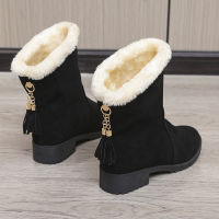 2022 New Winter Fur Platform Women Boots Warm Snow Shoes Fashion Suede Slip-on Short Plush Cozy Chelsea Designer Botas Zapatos