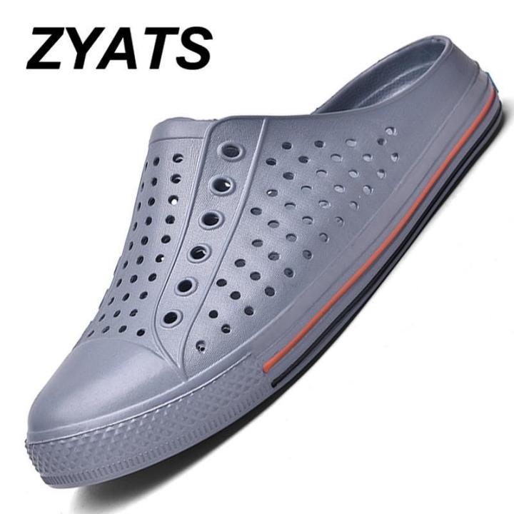 zyats-รองเท้ากีฬาฉลุลายสำหรับชายและหญิง-รองเท้าลำลองแฟชั่นใหม่รองเท้าแฟชั่นลากครึ่งรองเท้ารูระบายอากาศชายหาดรองเท้าแตะชายหาด